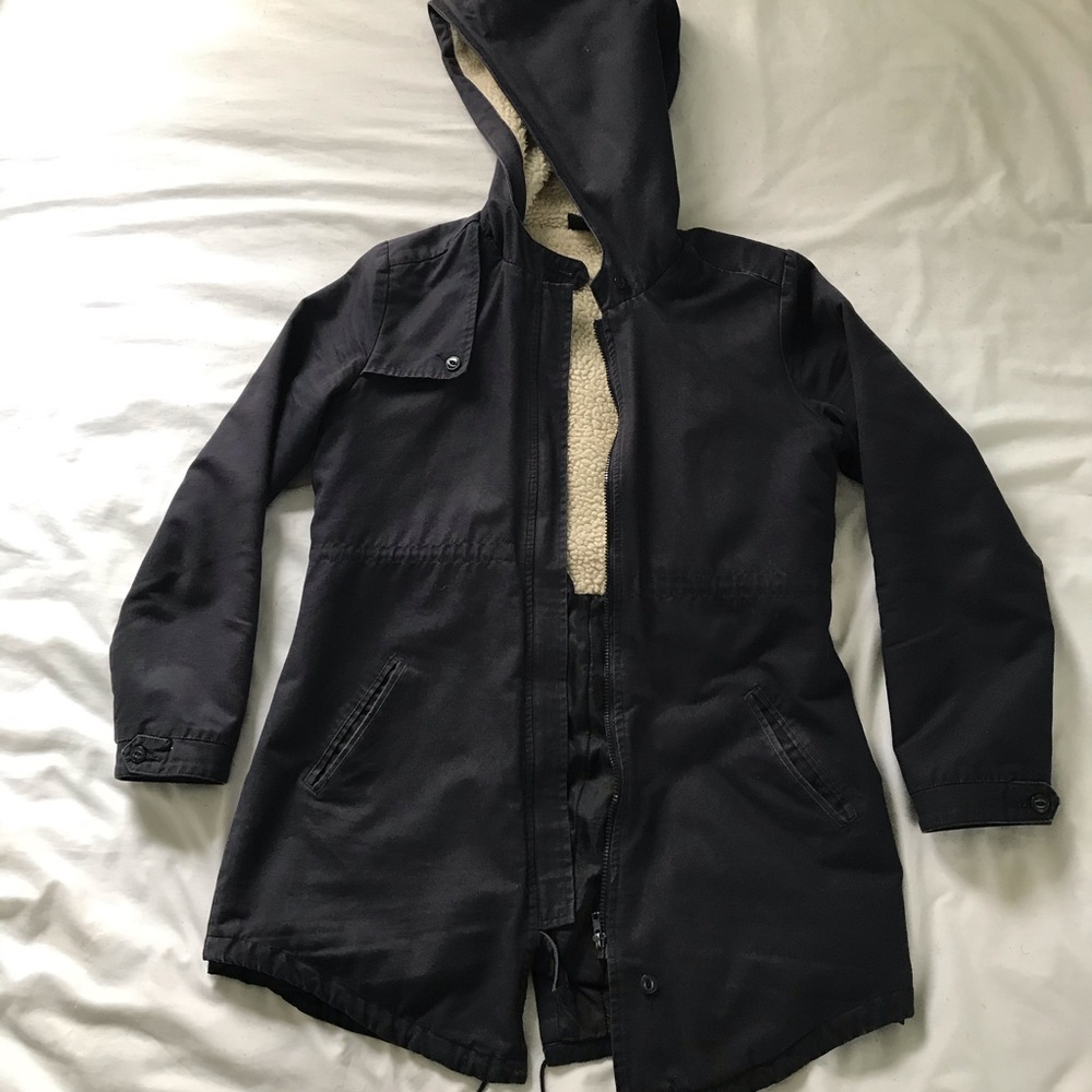 Navy Blue BDG/ Urban Outfitters Hooded Long Jacket